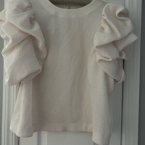 Express Cream Ruffle Sleeve Top
